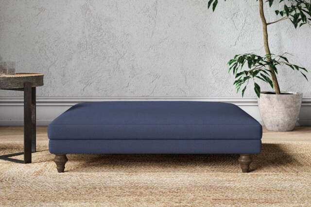 nkuku Marri Dining Footstool - Make To Order - Grand - Recycled Cotton Navy