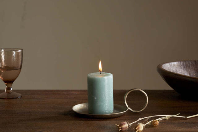 nkuku Rustic Soy Blend Mini Pillar Candle - Candles & Home Fragrance - Small - Sage Green