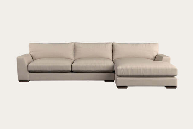 nkuku Guddu Large Right Hand Chaise Sofa - Make To Order - Recycled Cotton Natural - No Colour