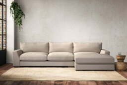 nkuku Guddu Large Right Hand Chaise Sofa - Make To Order - Recycled Cotton Natural - No Colour