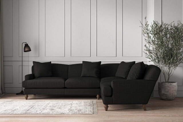 nkuku Deni Right Hand Corner Sofa - Make To Order - Super Grand - Brera Linen Charcoal