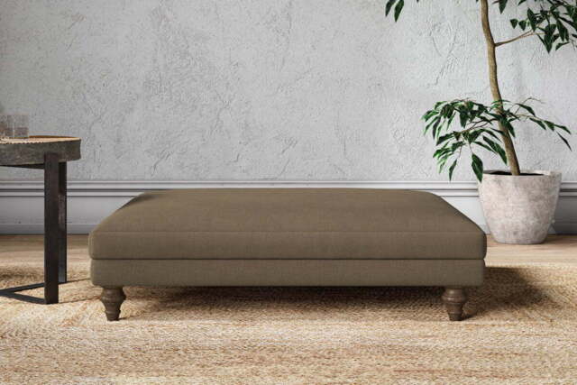 nkuku Marri Dining Footstool - Make To Order - Grand - Brera Linen Chesnut