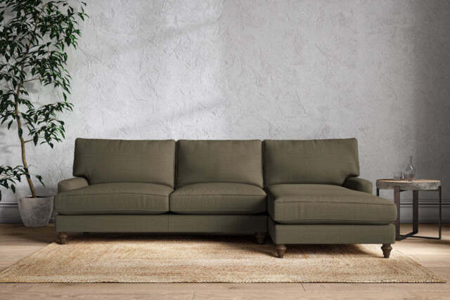 nkuku Marri Right Hand Chaise Sofa - Make To Order - Grand - Recycled Cotton Fatigue