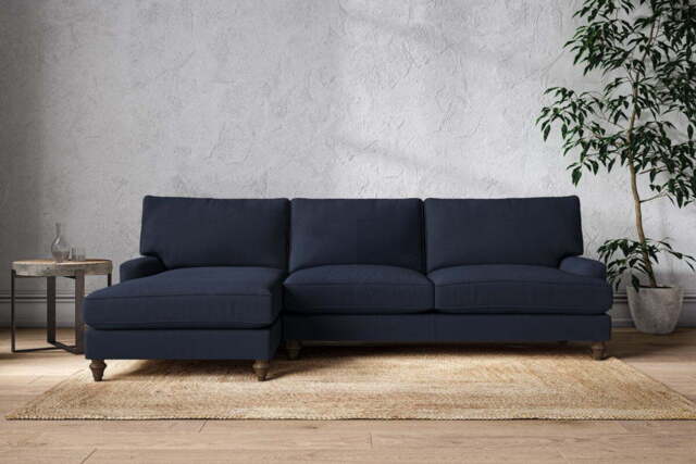 nkuku Marri Left Hand Chaise Sofa - Make To Order - Grand - Brera Linen Indigo