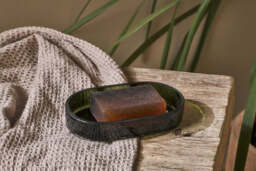 nkuku Ilcoso Recycled Hammered Glass Soap Dish - Bathroom - One Size - Green