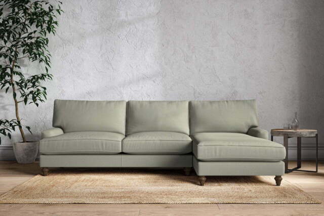 nkuku Marri Right Hand Chaise Sofa - Make To Order - Grand - Recycled Cotton Seaspray