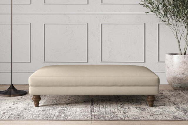 nkuku Deni Large Dining Footstool - Make To Order - Recycled Cotton Stone - No Colour