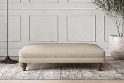 nkuku Deni Large Dining Footstool - Make To Order - Recycled Cotton Stone - No Colour