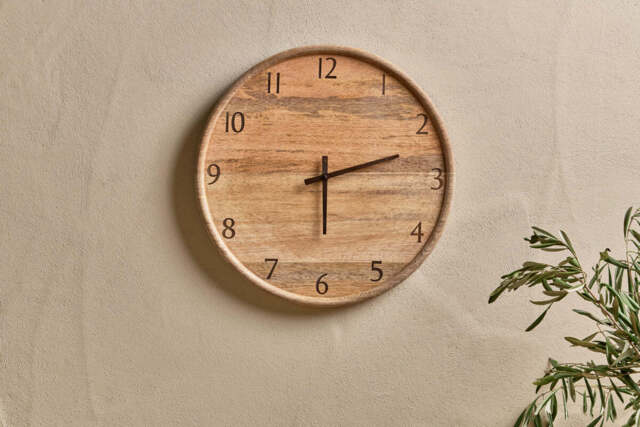 nkuku Som Mango Wood Clock - Decorative Accessories - One Size - Natural