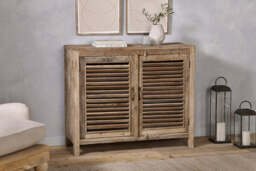 nkuku Ibo Reclaimed Wooden Slatted Sideboard - Storage Furniture - One Size - Natural