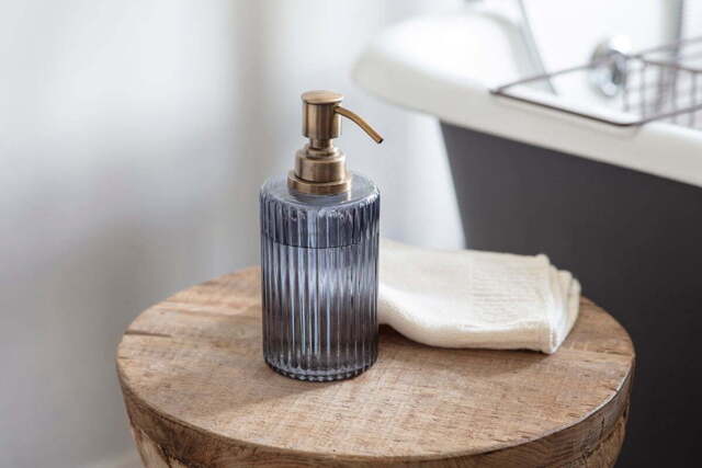 nkuku Valeska Recycled Glass Soap Dispenser - Bathroom - One Size - Grey Smoke
