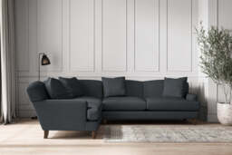 nkuku Deni Left Hand Corner Sofa - Make To Order - Super Grand - Recycled Cotton Mercury
