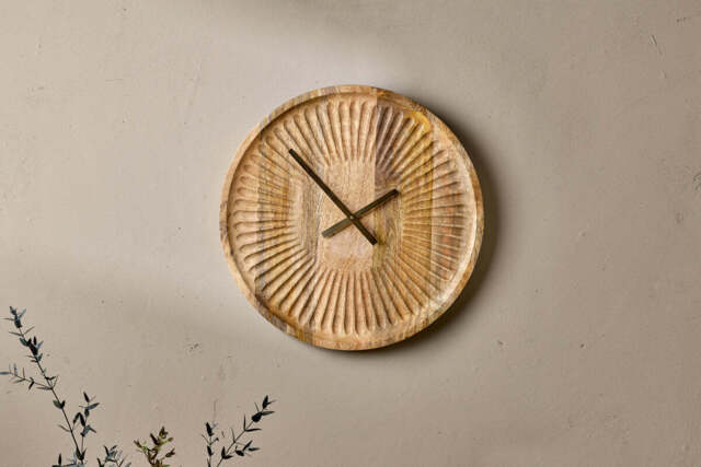 nkuku Deevena Mango Wood Clock - Decorative Accessories - One Size - Natural