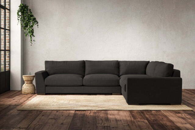 nkuku Guddu Large Right Hand Corner Sofa - Make To Order - Brera Linen Espresso - No Colour