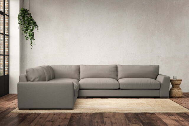 nkuku Guddu Left Hand Corner Sofa - Make To Order - Grand - Recycled Cotton Flax