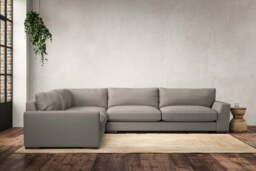 nkuku Guddu Left Hand Corner Sofa - Make To Order - Grand - Recycled Cotton Flax