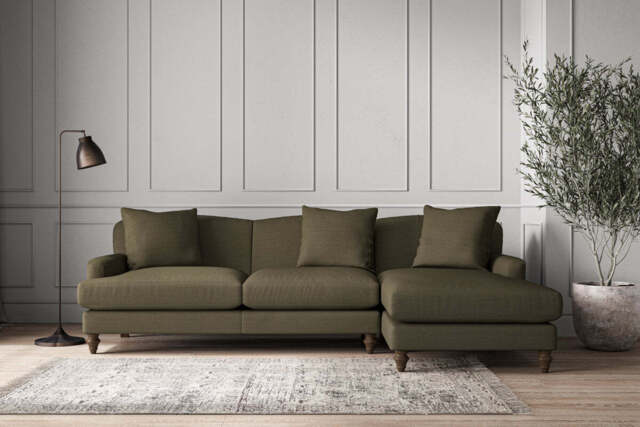 nkuku Deni Right Hand Chaise Sofa - Make To Order - Large - Recycled Cotton Fatigue