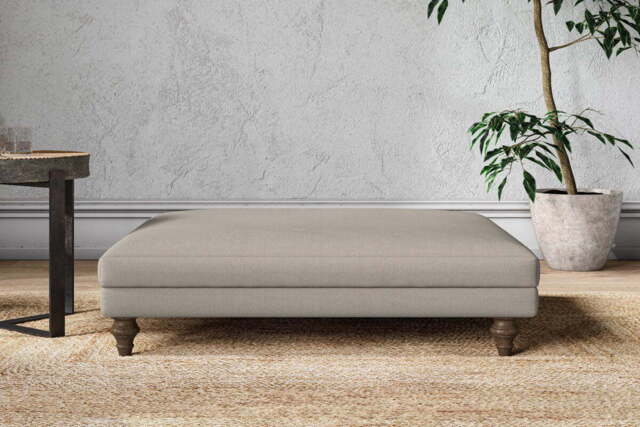 nkuku Marri Dining Footstool - Make To Order - Grand - Recycled Cotton Flax