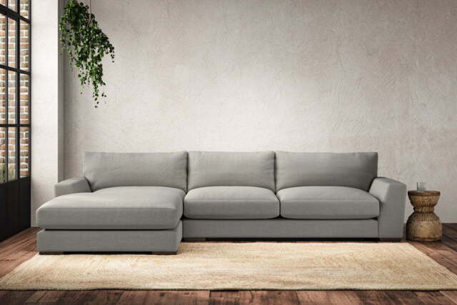 nkuku Guddu Left Hand Chaise Sofa - Make To Order - Large - Brera Linen Smoke