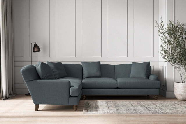 nkuku Deni Left Hand Corner Sofa - Make To Order - Super Grand - Brera Linen Dusk