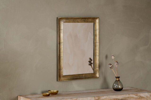 nkuku Yadur Rectangular Mirror - Mirrors - Small - Antique Brass