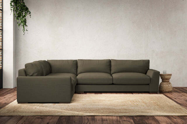 nkuku Guddu Left Hand Corner Sofa - Make To Order - Large - Recycled Cotton Fatigue