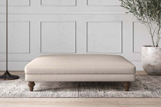 nkuku Deni Dining Footstool - Make To Order - Grand - Recycled Cotton Natural