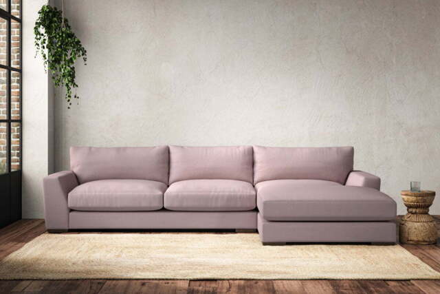 nkuku Guddu Right Hand Chaise Sofa - Make To Order - Large - Recycled Cotton Lavender