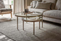nkuku Jiya Iron & Glass Nested Coffee Tables Set Of 2 - Tables - Brass