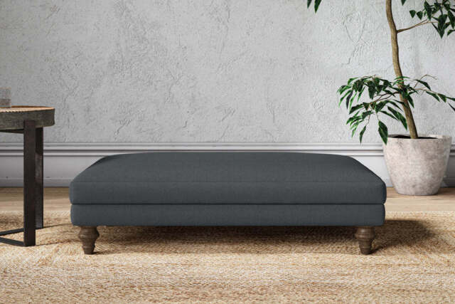 nkuku Marri Dining Footstool - Make To Order - Large - Recycled Cotton Thunder