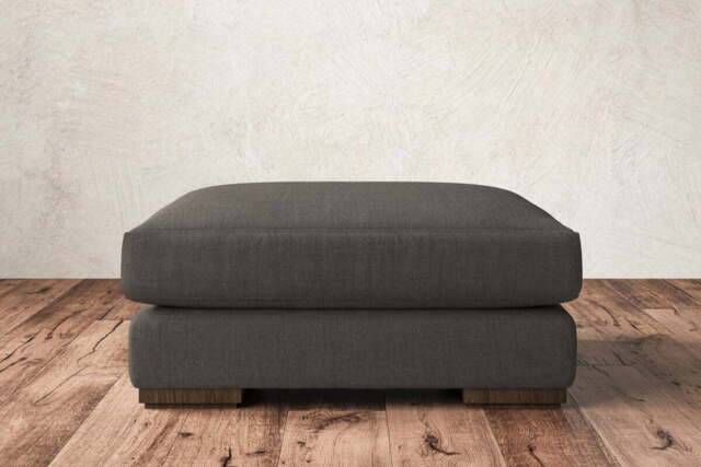 nkuku Guddu Large Dining Footstool - Make To Order - Brera Linen Granite - No Colour