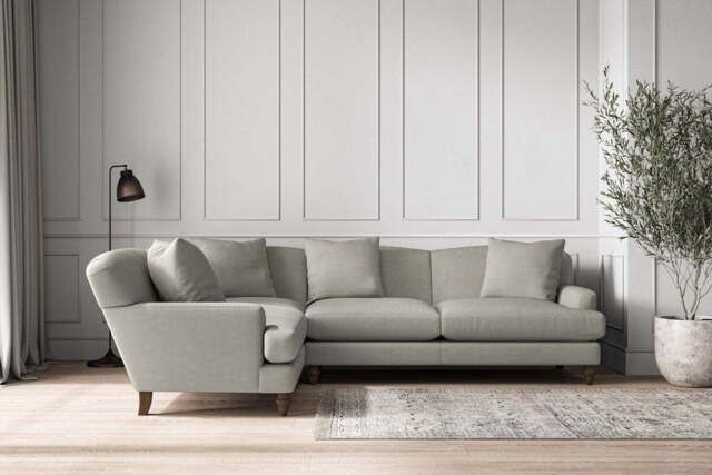nkuku Deni Left Hand Corner Sofa - Make To Order - Large - Brera Linen Smoke