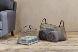 nkuku Adah Iron Baskets Set Of 2 - Storage - Brown