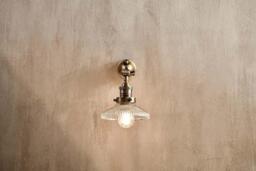 nkuku Zowie Recycled Glass Wall Light - Lights - Clear - Antique Brass
