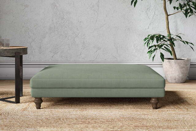 nkuku Marri Dining Footstool - Make To Order - Grand - Brera Linen Jade