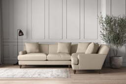 nkuku Deni Large Right Hand Corner Sofa - Make To Order - Recycled Cotton Stone - No Colour