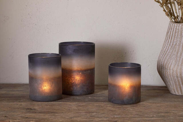 nkuku Etti Tealight Holders - Candles Holders & Lanterns - Large - Navy & Smoke