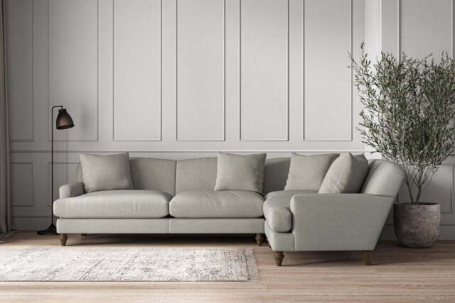 nkuku Deni Right Hand Corner Sofa - Make To Order - Grand - Brera Linen Smoke