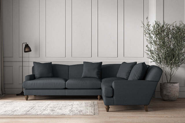 nkuku Deni Right Hand Corner Sofa - Make To Order - Super Grand - Recycled Cotton Thunder