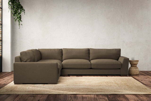 nkuku Guddu Large Left Hand Corner Sofa - Make To Order - Brera Linen Chesnut - No Colour