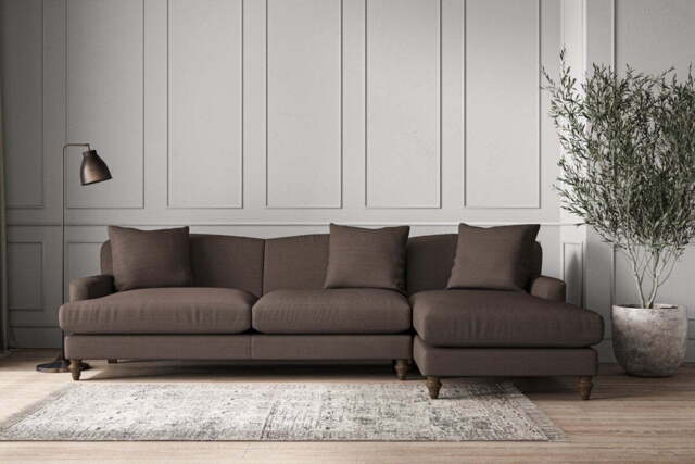 nkuku Deni Right Hand Chaise Sofa - Make To Order - Grand - Recycled Cotton Mocha