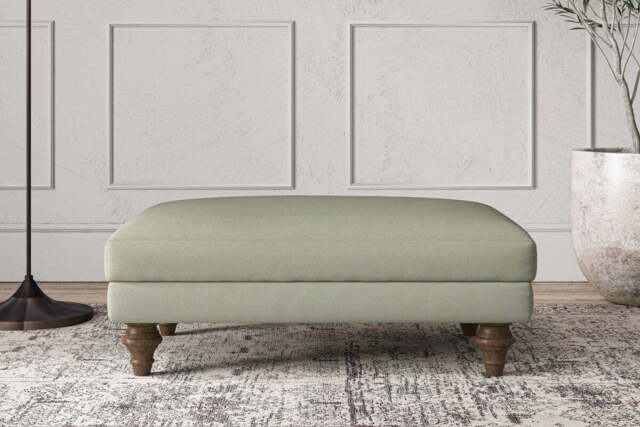 nkuku Deni Dining Footstool - Make To Order - Medium - Recycled Cotton Seaspray