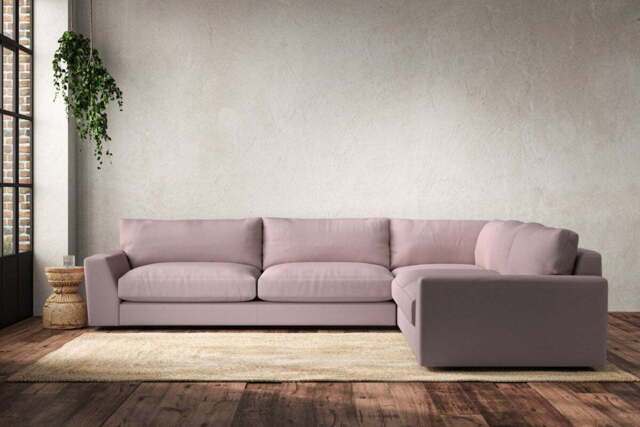 nkuku Guddu Right Hand Corner Sofa - Make To Order - Grand - Recycled Cotton Lavender