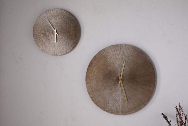 nkuku Zuwena Etched Wall Clock - Decorative Accessories - Large - Antique Brass