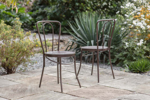 nkuku Jeavika Iron Outdoor Bistro Dining Chair - Garden - One Size - Dark Brown