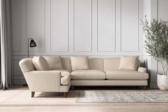 nkuku Deni Left Hand Corner Sofa - Make To Order - Grand - Recycled Cotton Natural