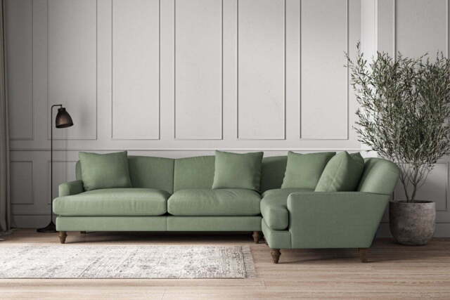 nkuku Deni Right Hand Corner Sofa - Make To Order - Grand - Brera Linen Jade