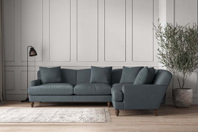 nkuku Deni Right Hand Corner Sofa - Make To Order - Large - Brera Linen Dusk