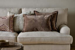 nkuku Renwal Velvet & Linen Cushion Cover - Textiles - Brown - 50 x 50 cm