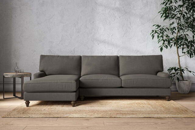 nkuku Marri Left Hand Chaise Sofa - Make To Order - Grand - Brera Linen Granite